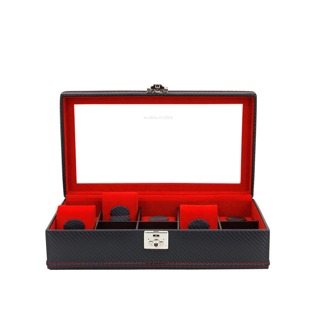 Friedrich Watch Box with viewing window Carbon 10 - Black
