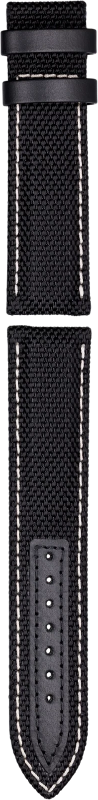 Union Glashütte Textil-Armband schwarz, Naht weiß