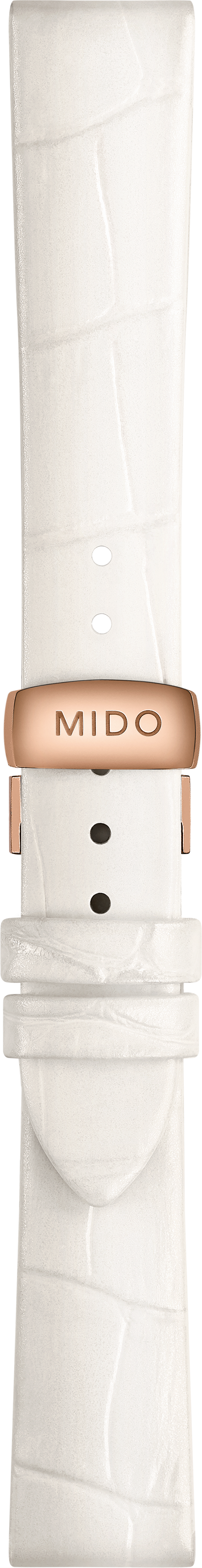 Mido Rainflower white cowhide leather strap