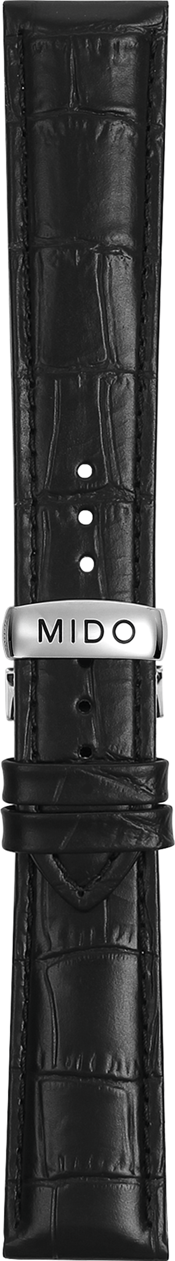 Mido Commander black cowhide leather strap