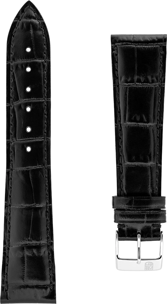 Frederique Constant schwarzes Kalbsleder-Uhrenarmband 22 x 18 mm