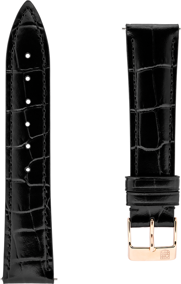 Frederique Constant schwarzes Kalbsleder-Uhrenarmband 18 x 16 mm