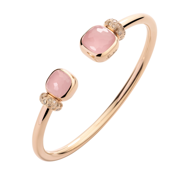 Pomellato Nudo Classic & Petit with Rose Quartz and Chalcedony Bangle